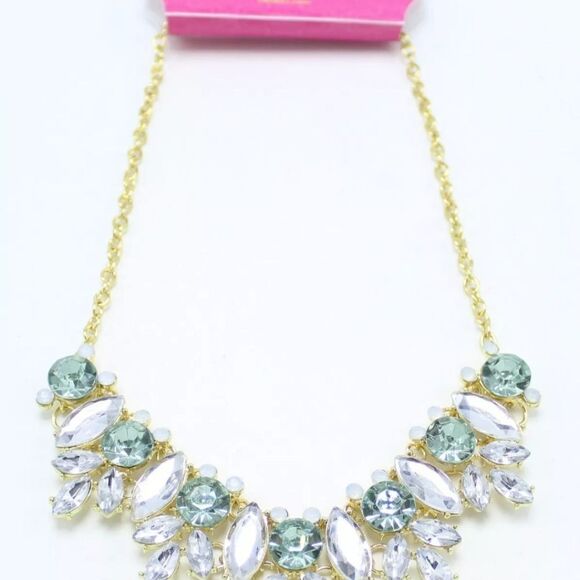 Candies Gold Rhinestone Statement Necklace NWT 18" - Picture 2 of 2